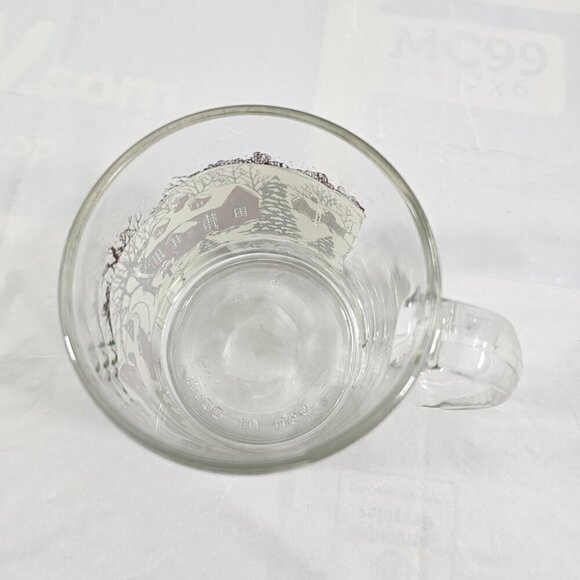 Vintage Libbey USA Christmas Winter Village 12 Oz Glass Mugs Cups - Set of 2 - Picture 15 of 17
